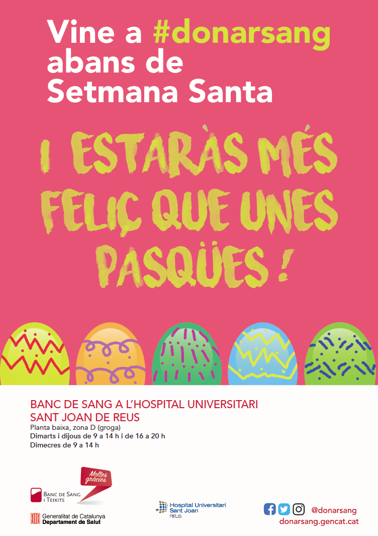 Vine a donar sang i estaràs més feliç que unes Pasqües!